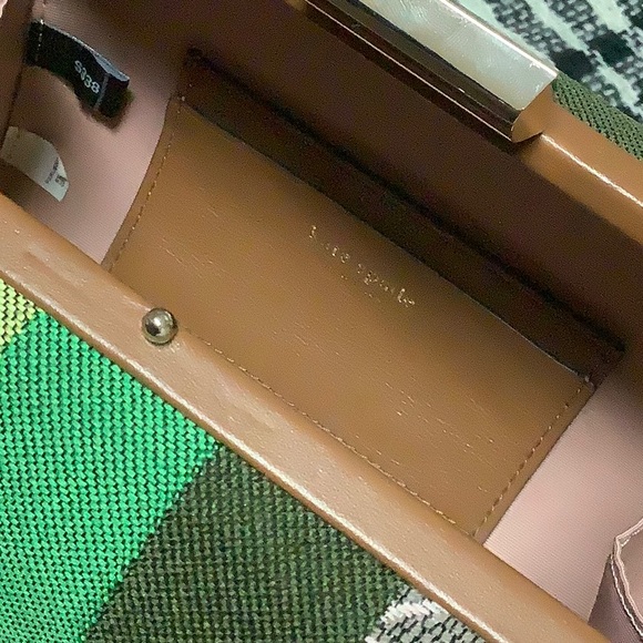 Kate Spade flower jacquard bijou cherry green stripe crossbody - Picture 7 of 10